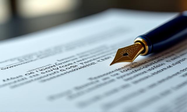 Close up of a legal document with a magnifying glass over defined terms