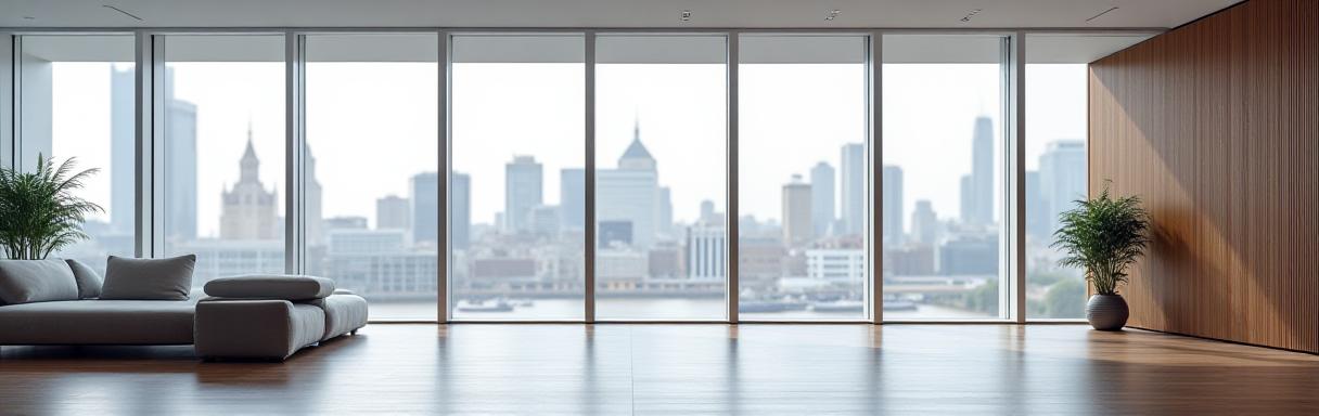 A clean, modern legal office setting in London with minimalist decor